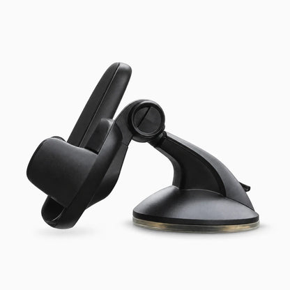 Accroche téléphone voiture fixée sur pare-brise avec smartphone en position verticale