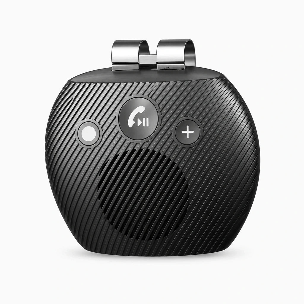 Appareil bluetooth voiture fixé sur pare-soleil avec écran d'affichage numérique