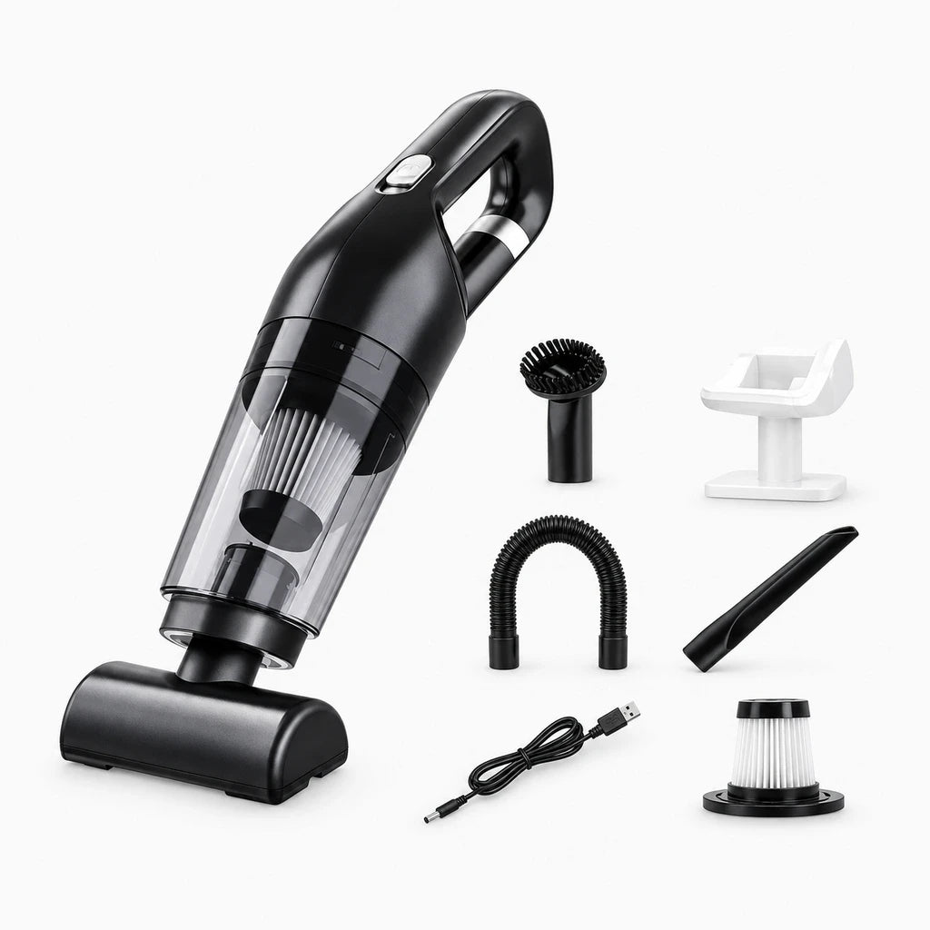 Accessoire nettoyage automobile aspirant poussière et liquides renversés simultanément