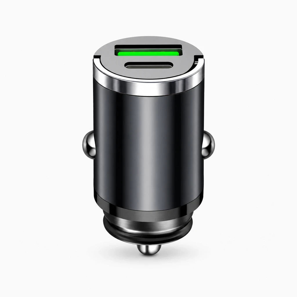 Adaptateur chargeur rapide voiture noir compact pour prise allume-cigare