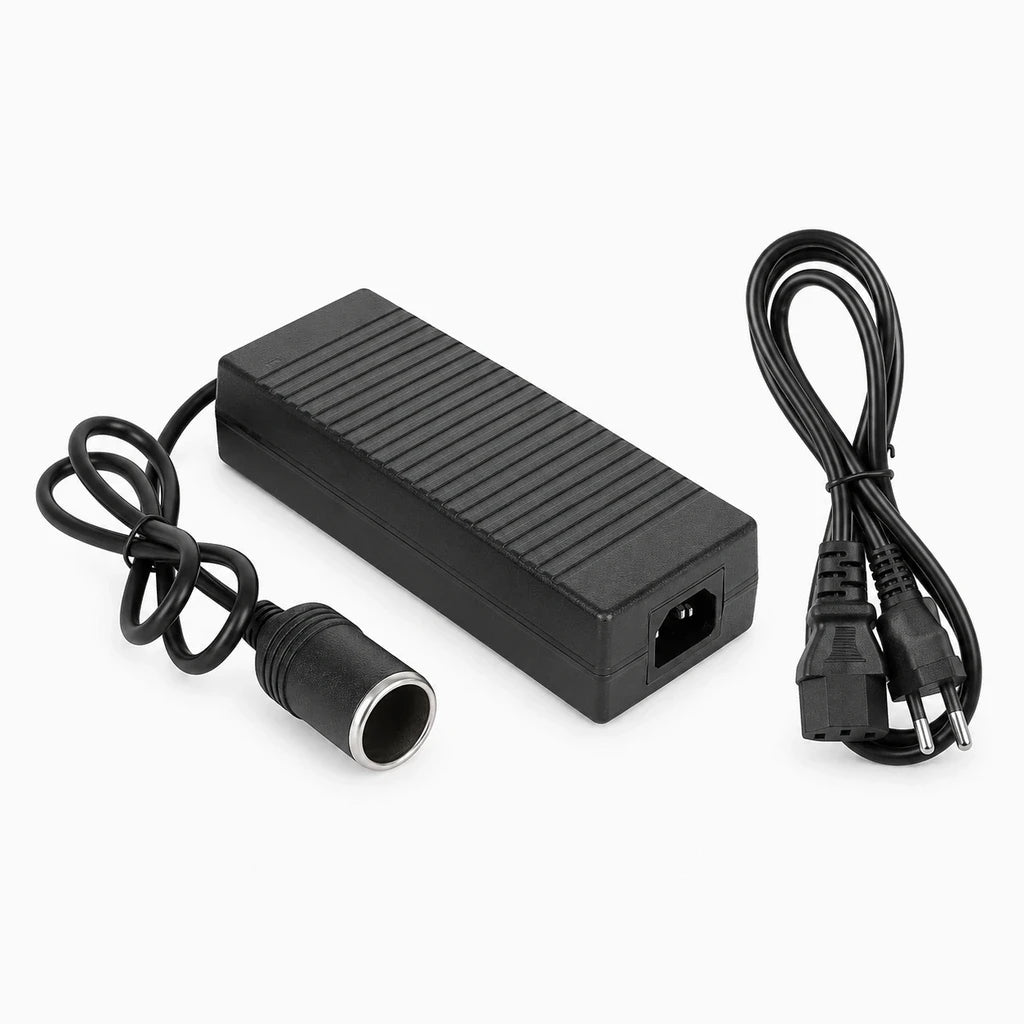 Convertisseur allume cigare avec boîtier compact transformant prise secteur 220V en sortie 12V