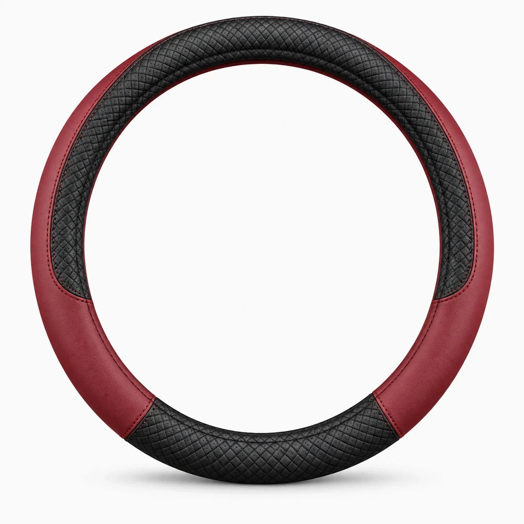 Couvre volant cuir bordeaux offrant confort et grip pendant la conduite