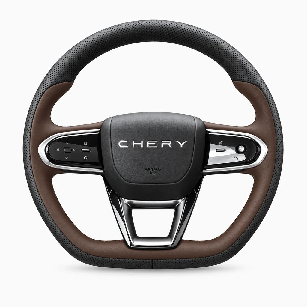Couvre volant cuir véritable installé, sécurisant la conduite par temps chaud et humide