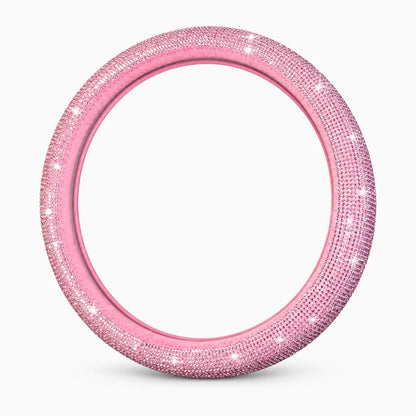Couvre volant rose orné de strass scintillants pour habitacle étincelant