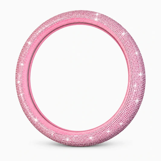 Couvre volant rose orné de strass scintillants pour habitacle étincelant