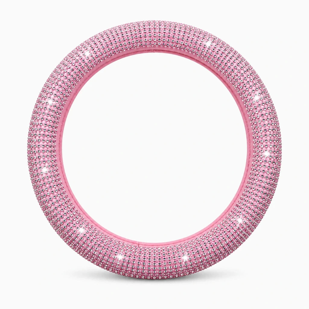 Couvre volant rose texture diamant protégeant et colorant l'habitacle