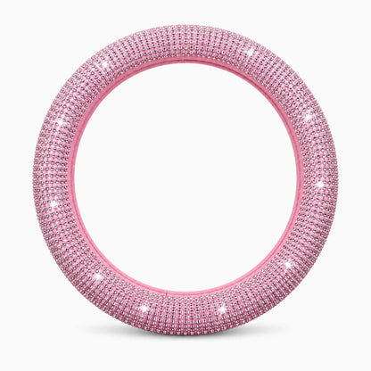 Couvre volant rose texture diamant protégeant et colorant l'habitacle