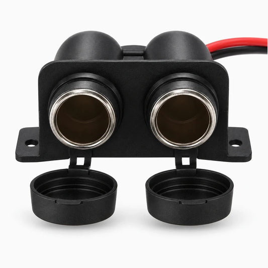 Double prise allume cigare noire transformant une sortie 12V en deux branchements indépendants