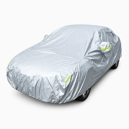Détail de la housse voiture extérieur avec revêtement protecteur contre pluie, neige et poussière