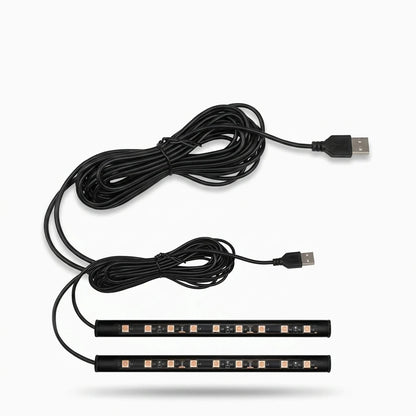 Néon pour voiture bleu installé sous le tableau de bord avec 18 LED diffusant une lumière homogène
