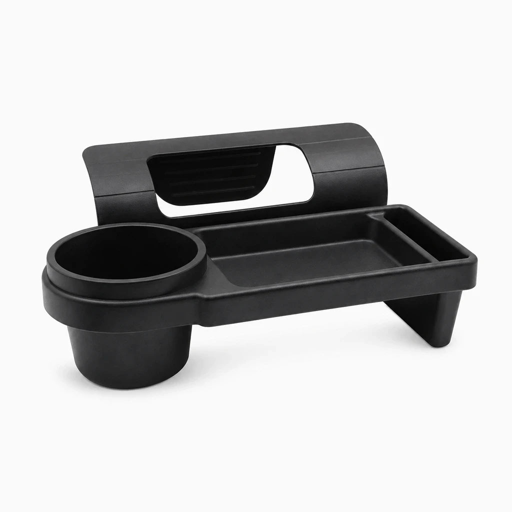 Module de rangement suspendu pour auto avec triple fonction gobelet, boisson et support téléphone visible