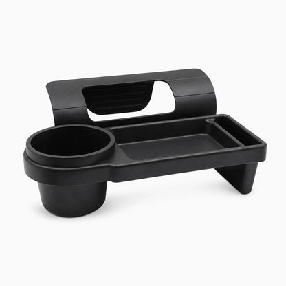 Module de rangement suspendu pour auto avec triple fonction gobelet, boisson et support téléphone visible