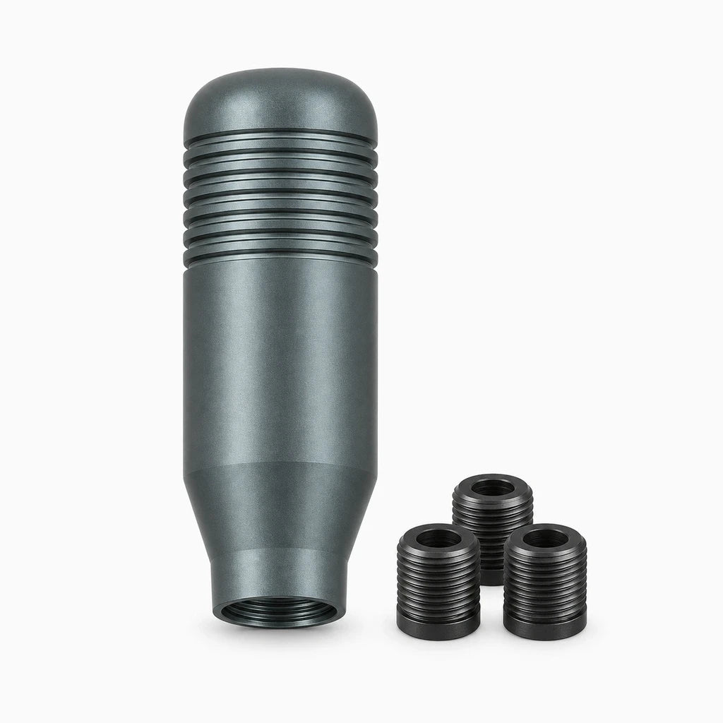 Pommeau de vitesse chrome satiné de 8,5 cm, design épuré sans logo pour levier manuel