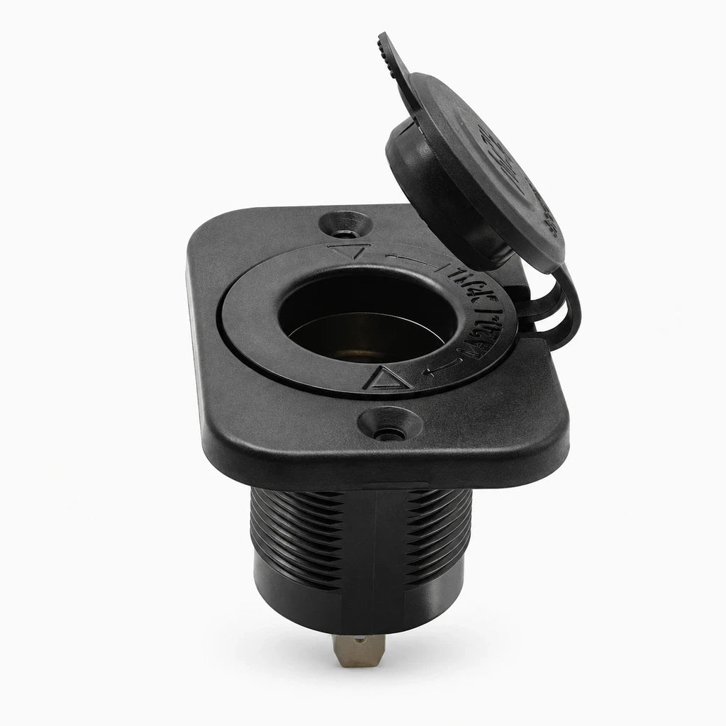 Connecteur 12v allume cigare noir étanche, prêt pour installation sur bateau ou camping-car