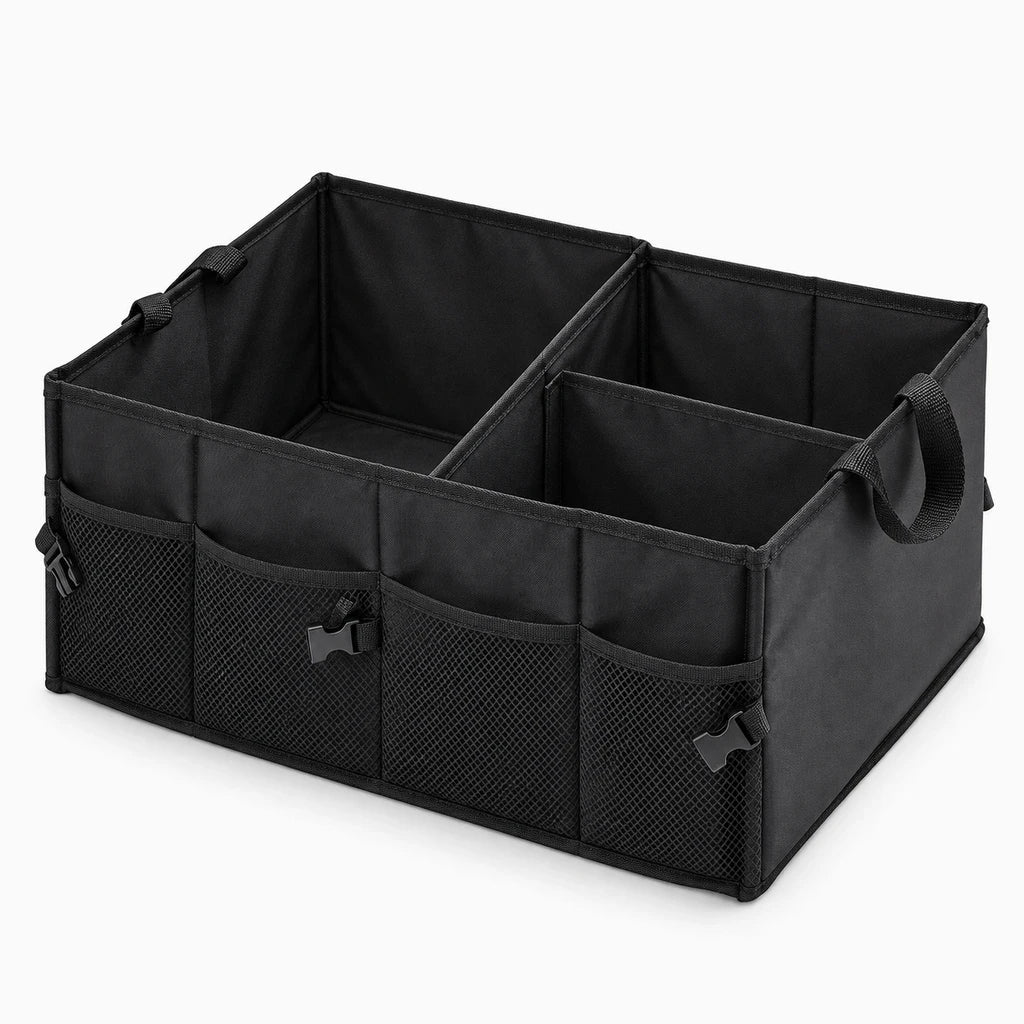 Boîte de rangement pour coffre voiture en textile résistant aux éclaboussures