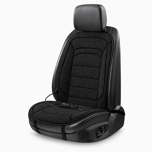 Coussin chauffant noir pour siège auto avec zones de chaleur dorsale et assise