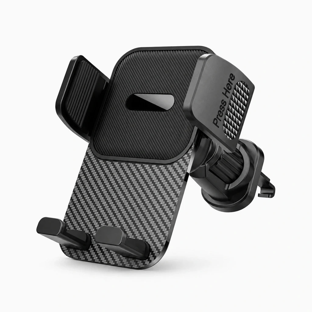 Clip smartphone grille aération maintenant téléphone incliné à hauteur du regard