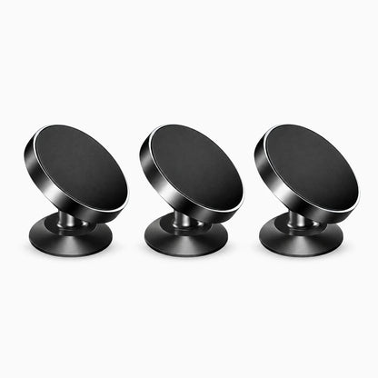 Support téléphone aimanté voiture en trois coloris : argenté, doré, noir avec rotation complète
