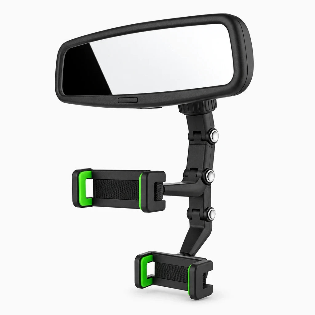 Pince porte-téléphone voiture rotation 360° sur rétroviseur intérieur