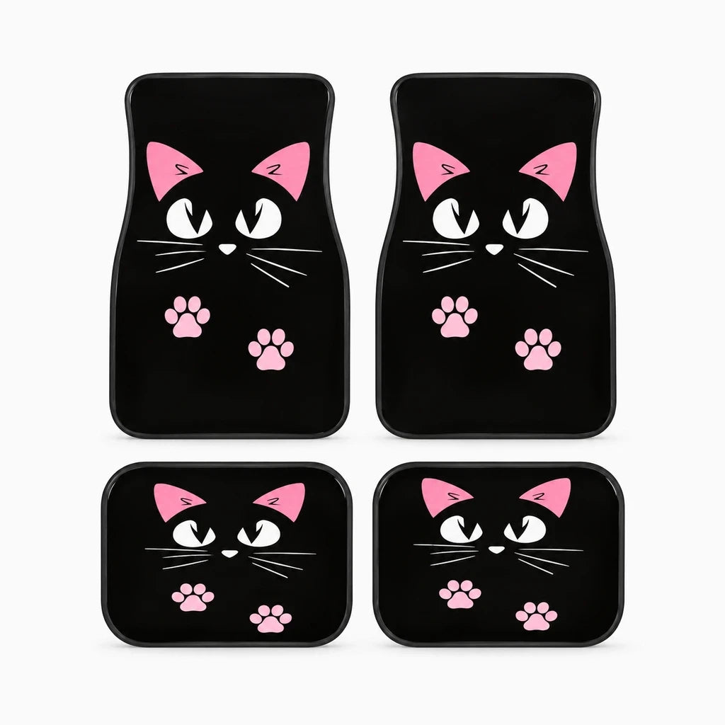Tapis universel pour voiture noir avec motif graphique discret, ensemble de quatre pièces pour habitacle
