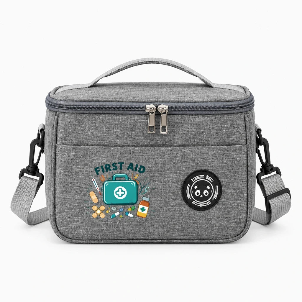 Sac de premiers soins compact gris adapté aux trajets professionnels et sorties en extérieur